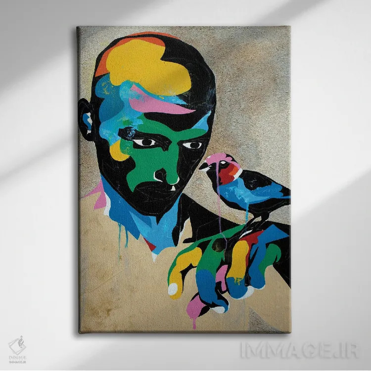 تابلو دکوراتیو مطالعه ای برای پرتره با گنجشک اثر داز - نمای روبهرو روی دیوار