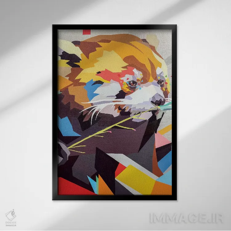 تابلو دکوراتیو پاندای قرمز II اثر داز - نمای قابدار مشکی