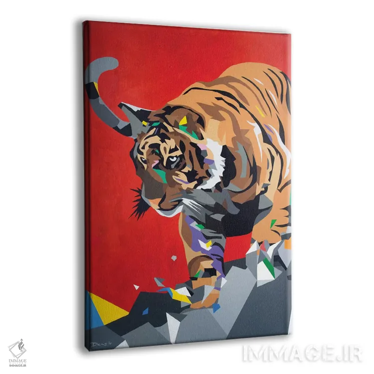 تابلو دکوراتیو ببر هندسی اثر داز - نمای پرسپکتیو محصول