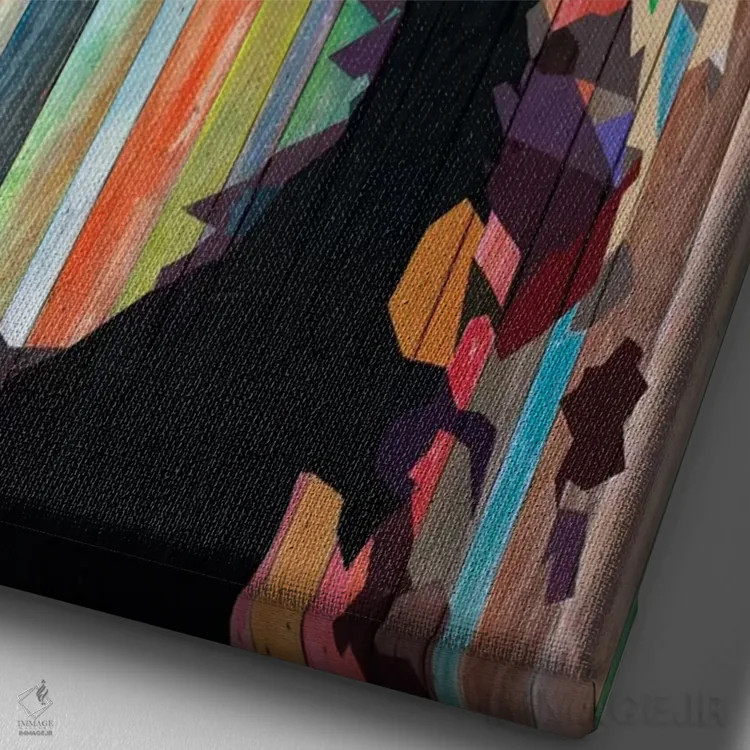 تابلو دکوراتیو اسب هندسی اثر داز - نمای نزدیک بافت بوم