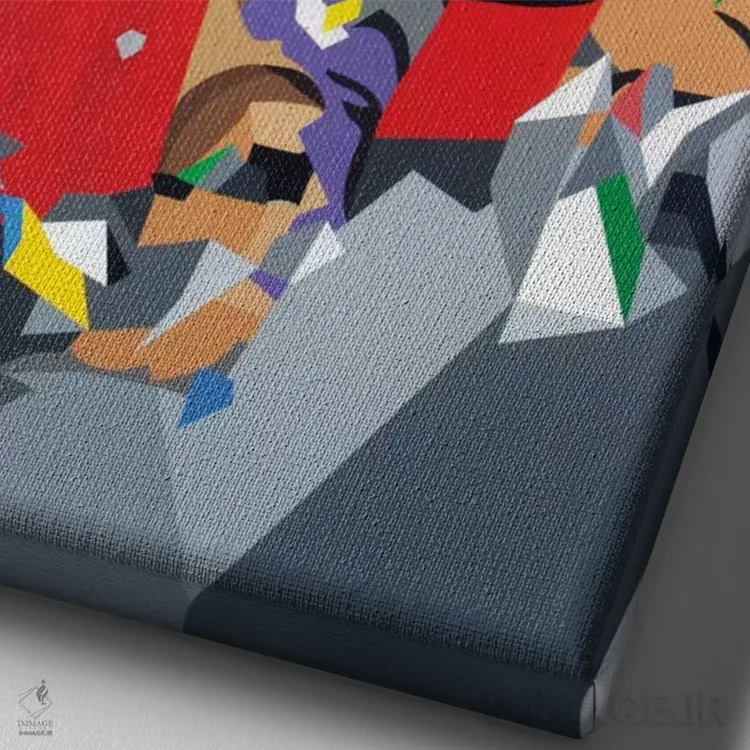 تابلو دکوراتیو ببر هندسی اثر داز - نمای نزدیک بافت بوم