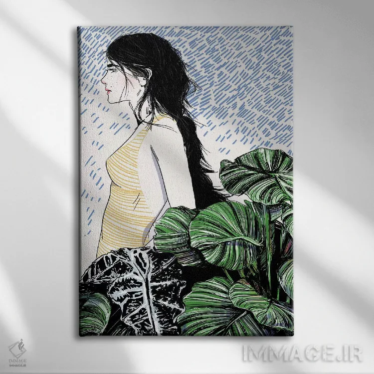 تابلو دکوراتیو باغ آبی اثر امبر دی - نمای روبهرو روی دیوار