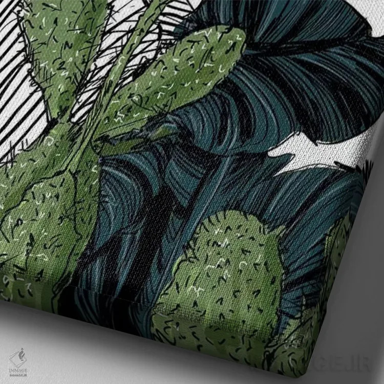 تابلو دکوراتیو باغ قرمز اثر امبر دی - نمای نزدیک بافت بوم