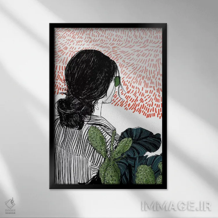 تابلو دکوراتیو باغ قرمز اثر امبر دی - نمای قابدار مشکی