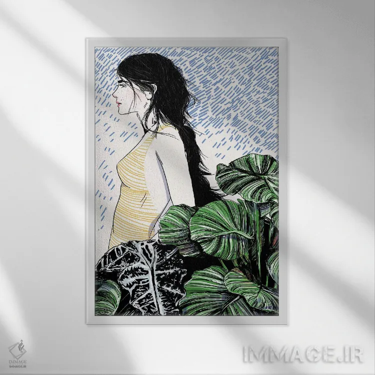 تابلو دکوراتیو باغ آبی اثر امبر دی - نمای قابدار سفید