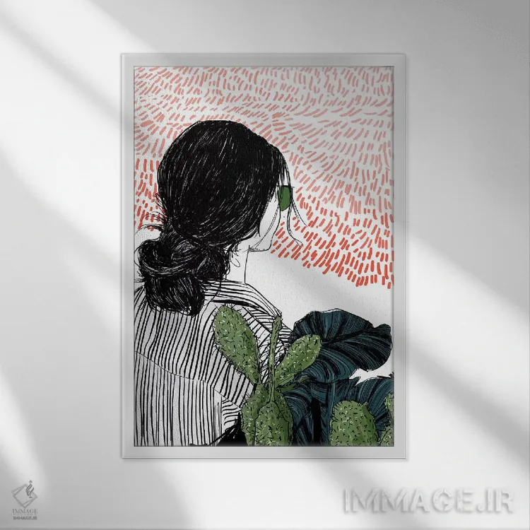 تابلو دکوراتیو باغ قرمز اثر امبر دی - نمای قابدار سفید