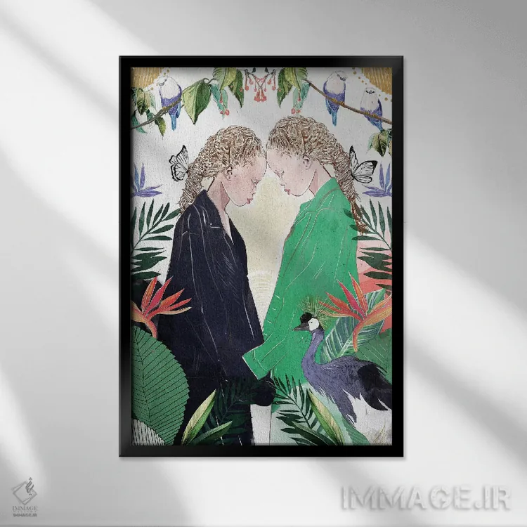 تابلو دکوراتیو دوستان صمیمی اثر امبر دی - نمای قابدار مشکی