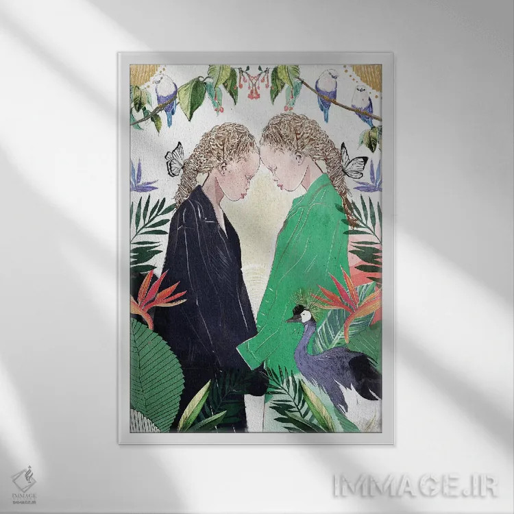 تابلو دکوراتیو دوستان صمیمی اثر امبر دی - نمای قابدار سفید