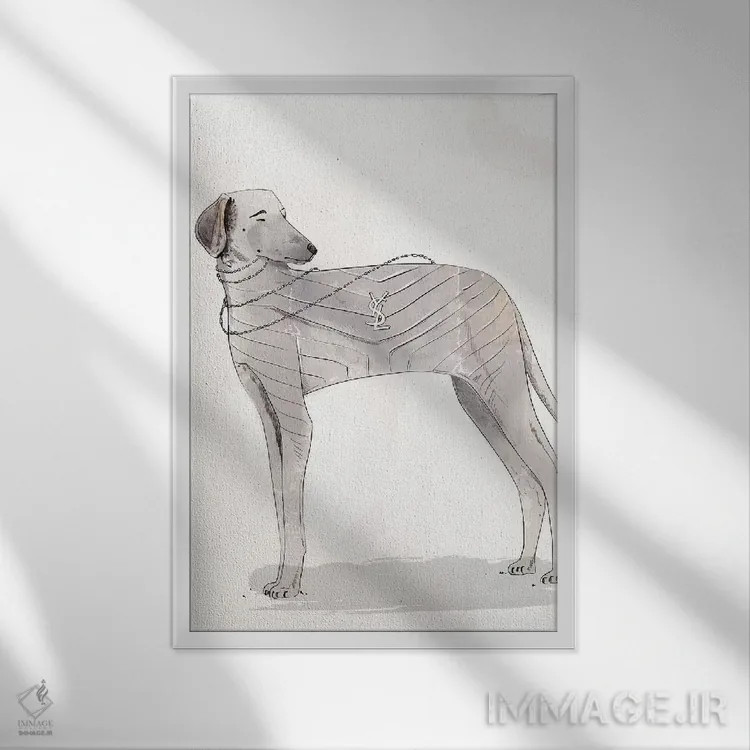 تابلو دکوراتیو ایو سن لوران اثر امبر دی - نمای قابدار سفید