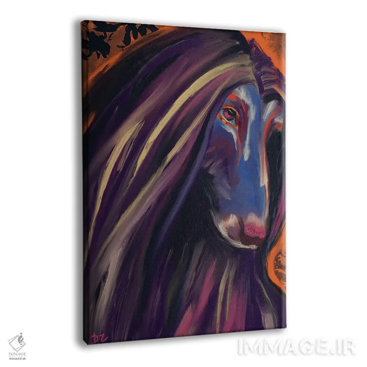 تابلو دکوراتیو سگ تازی افغانی اثر دائو زد - نمای پرسپکتیو محصول