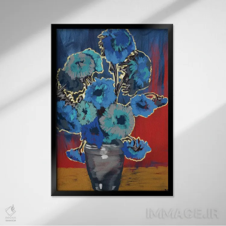 تابلو دکوراتیو گل شب اثر دائو زد - نمای قابدار مشکی