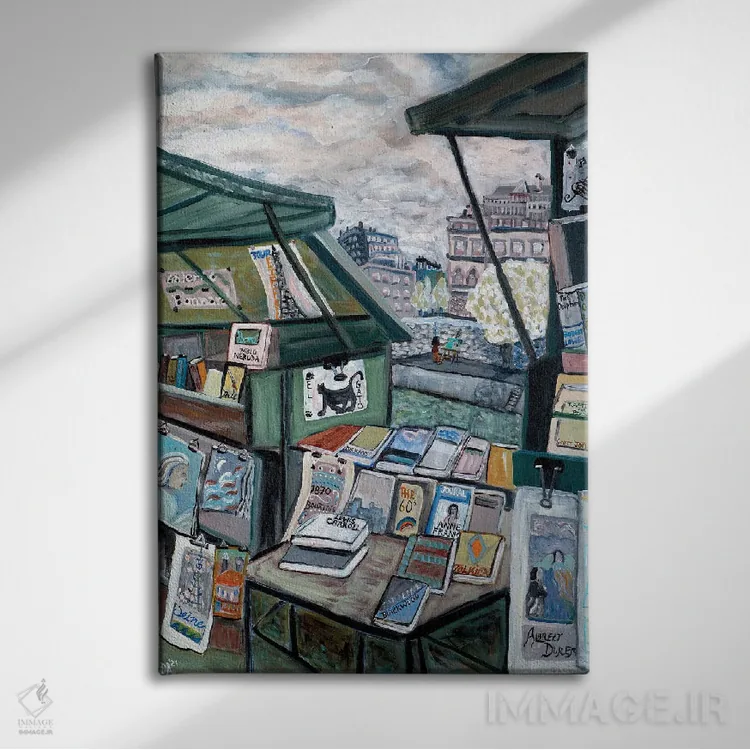 تابلو دکوراتیو فروشگاه های کنار رود سن اثر دبورا ایو آلاسترا - نمای روبهرو روی دیوار