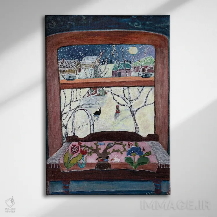 تابلو دکوراتیو خاطرات نقش دوخته شده اثر دبورا ایو آلاسترا - نمای روبهرو روی دیوار