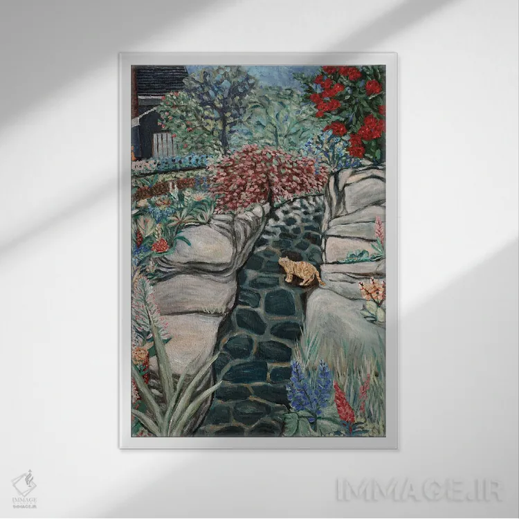 تابلو دکوراتیو مسیر سنگ فرش شده اثر دبورا ایو آلاسترا - نمای قابدار سفید