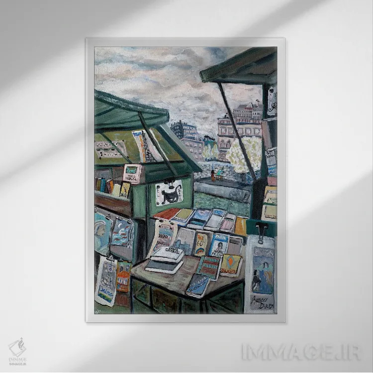 تابلو دکوراتیو فروشگاه های کنار رود سن اثر دبورا ایو آلاسترا - نمای قابدار سفید