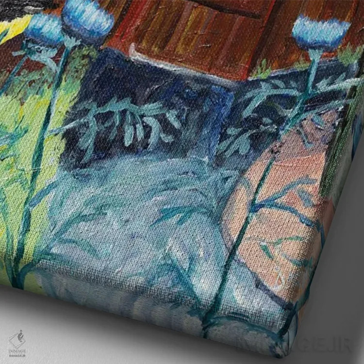 تابلو دکوراتیو لاله های حیاط پشتی اثر دبورا ایو آلاسترا - نمای نزدیک بافت بوم