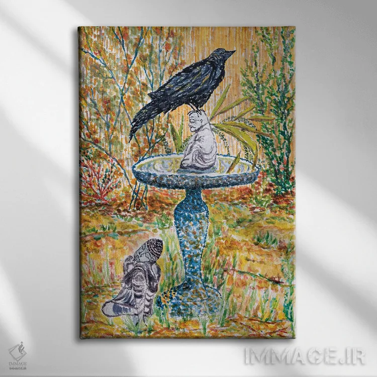 تابلو دکوراتیو بودای کلاغ اثر دبورا ایو آلاسترا - نمای روبهرو روی دیوار