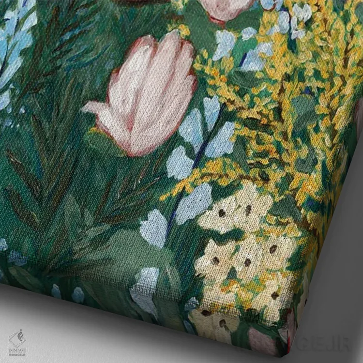 تابلو دکوراتیو شکوفه های مگنولیا اثر دبورا ایو آلاسترا - نمای نزدیک بافت بوم