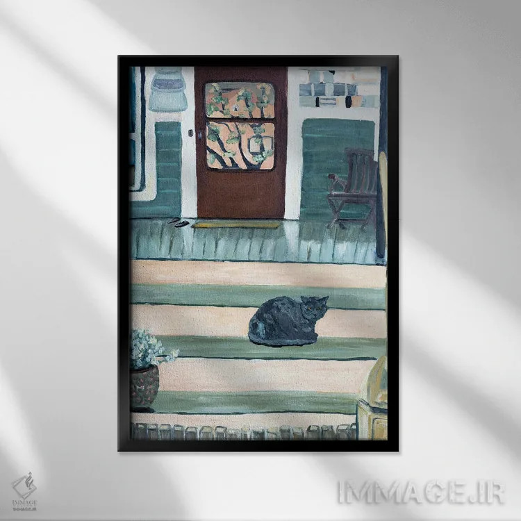 تابلو دکوراتیو عصر روی ایوان اثر دبورا ایو آلاسترا - نمای قابدار مشکی