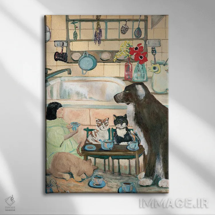 تابلو دکوراتیو چای آنتیک جدید اثر دبورا ایو آلاسترا - نمای روبهرو روی دیوار