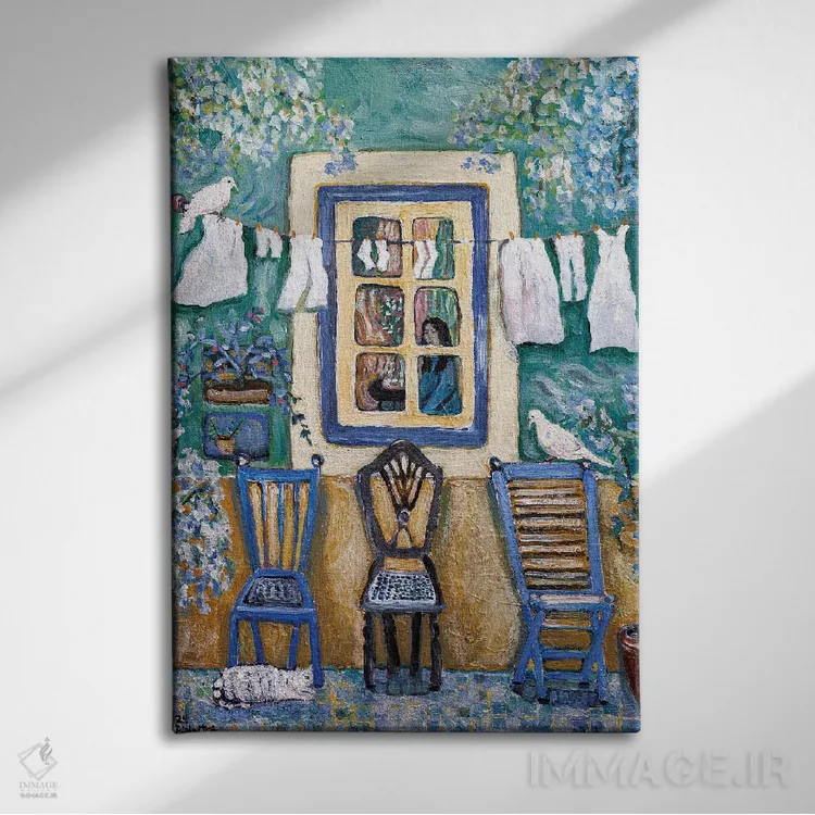 تابلو دکوراتیو پنجره قدیمی اثر دبورا ایو آلاسترا - نمای روبهرو روی دیوار