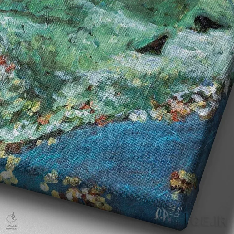 تابلو دکوراتیو آخرین برگ های پاییزی اثر دبورا ایو آلاسترا - نمای نزدیک بافت بوم