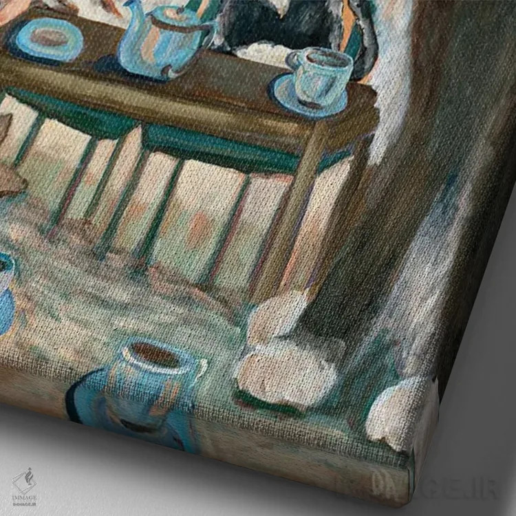 تابلو دکوراتیو چای آنتیک جدید اثر دبورا ایو آلاسترا - نمای نزدیک بافت بوم