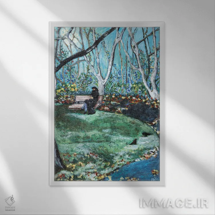 تابلو دکوراتیو آخرین برگ های پاییزی اثر دبورا ایو آلاسترا - نمای قابدار سفید