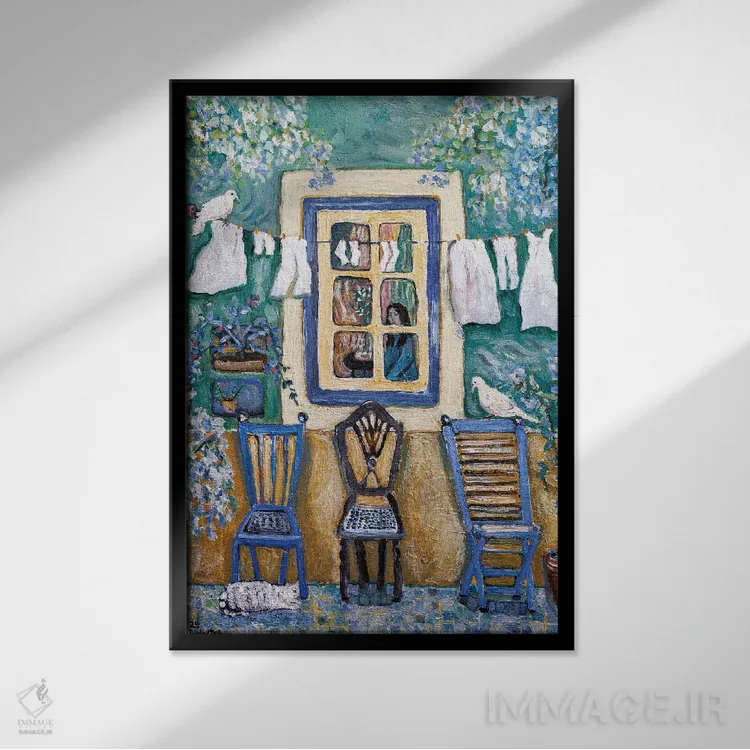 تابلو دکوراتیو پنجره قدیمی اثر دبورا ایو آلاسترا - نمای قابدار مشکی