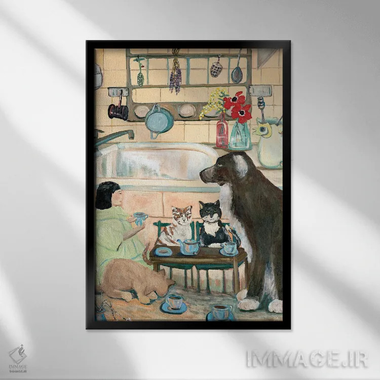 تابلو دکوراتیو چای آنتیک جدید اثر دبورا ایو آلاسترا - نمای قابدار مشکی