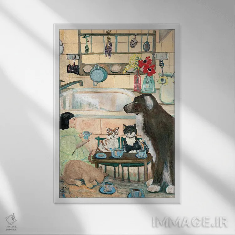 تابلو دکوراتیو چای آنتیک جدید اثر دبورا ایو آلاسترا - نمای قابدار سفید