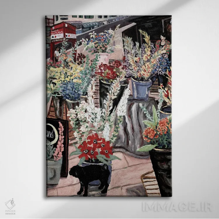 تابلو دکوراتیو بانوی گل ها اثر دبورا ایو آلاسترا - نمای روبهرو روی دیوار