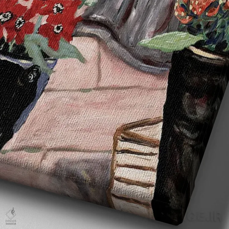 تابلو دکوراتیو بانوی گل ها اثر دبورا ایو آلاسترا - نمای نزدیک بافت بوم