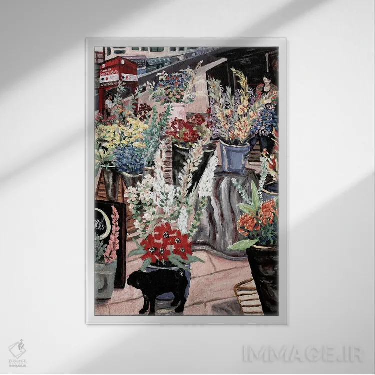 تابلو دکوراتیو بانوی گل ها اثر دبورا ایو آلاسترا - نمای قابدار سفید