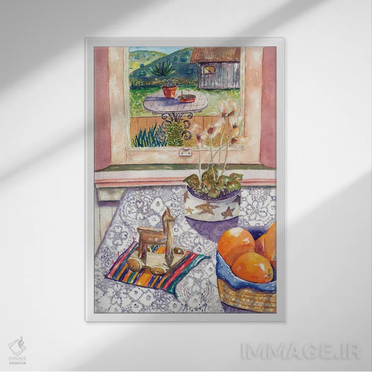 تابلو دکوراتیو طبیعت بی جان پرتقال اثر دبورا ایو آلاسترا - نمای قابدار سفید