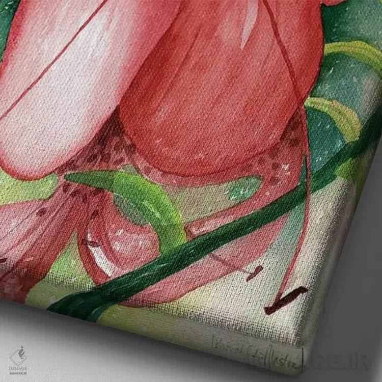 تابلو دکوراتیو سوسن ببری اثر دبورا ایو آلاسترا - نمای نزدیک بافت بوم