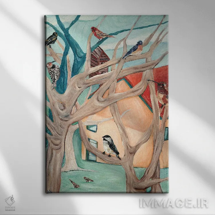 تابلو دکوراتیو خانه هلویی اثر دبورا ایو آلاسترا - نمای روبهرو روی دیوار