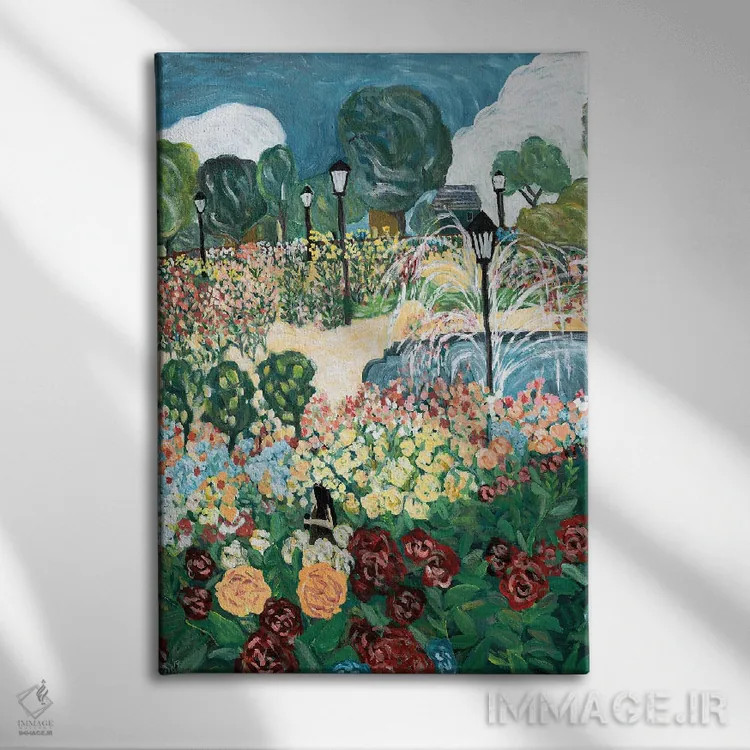 تابلو دکوراتیو باغ رز اثر دبورا ایو آلاسترا - نمای روبهرو روی دیوار