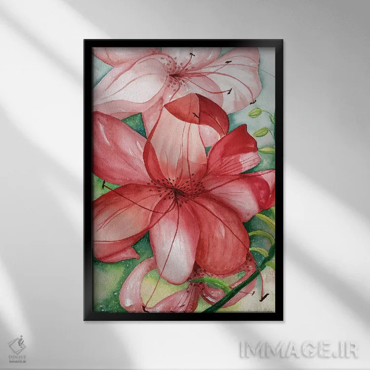 تابلو دکوراتیو سوسن ببری اثر دبورا ایو آلاسترا - نمای قابدار مشکی