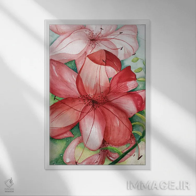 تابلو دکوراتیو سوسن ببری اثر دبورا ایو آلاسترا - نمای قابدار سفید