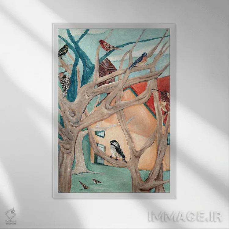 تابلو دکوراتیو خانه هلویی اثر دبورا ایو آلاسترا - نمای قابدار سفید