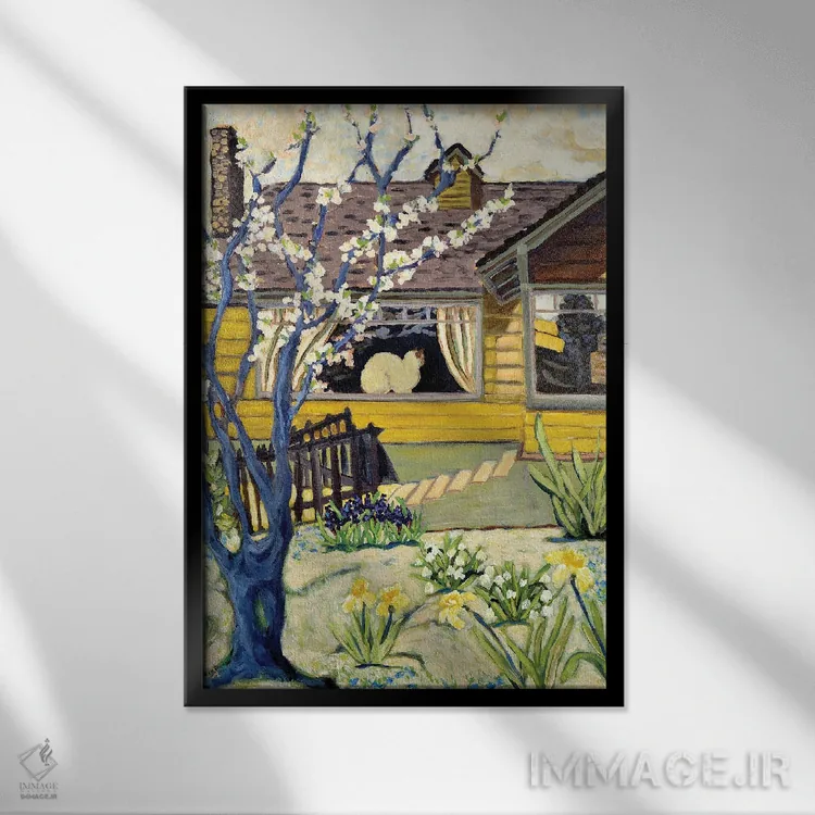 تابلو دکوراتیو خانه زرد اثر دبورا ایو آلاسترا - نمای قابدار مشکی