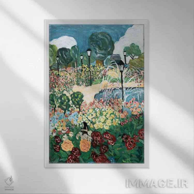 تابلو دکوراتیو باغ رز اثر دبورا ایو آلاسترا - نمای قابدار سفید