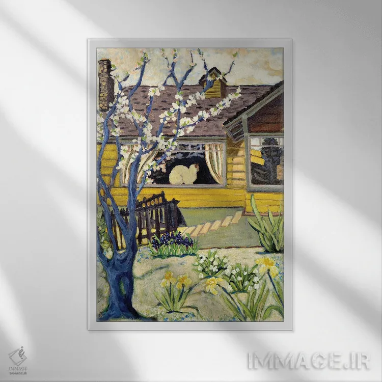 تابلو دکوراتیو خانه زرد اثر دبورا ایو آلاسترا - نمای قابدار سفید