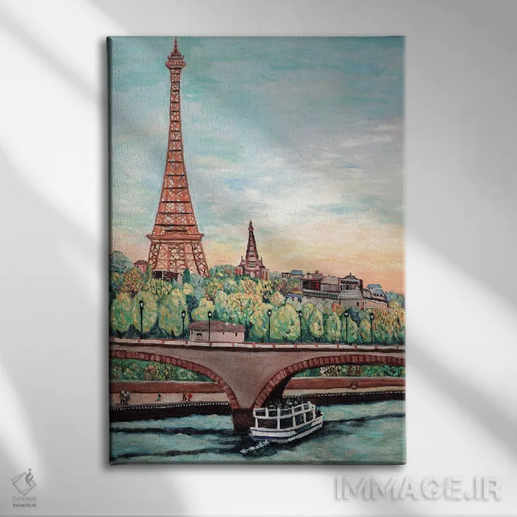تابلو دکوراتیو نمای برج ایفل اثر دبورا ایو آلاسترا - نمای روبهرو روی دیوار