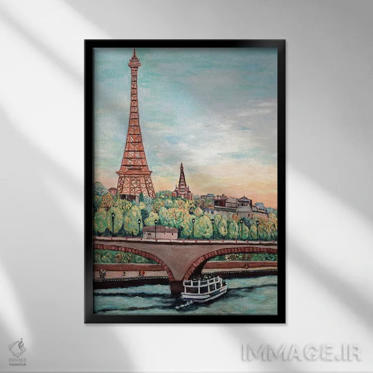 تابلو دکوراتیو نمای برج ایفل اثر دبورا ایو آلاسترا - نمای قابدار مشکی