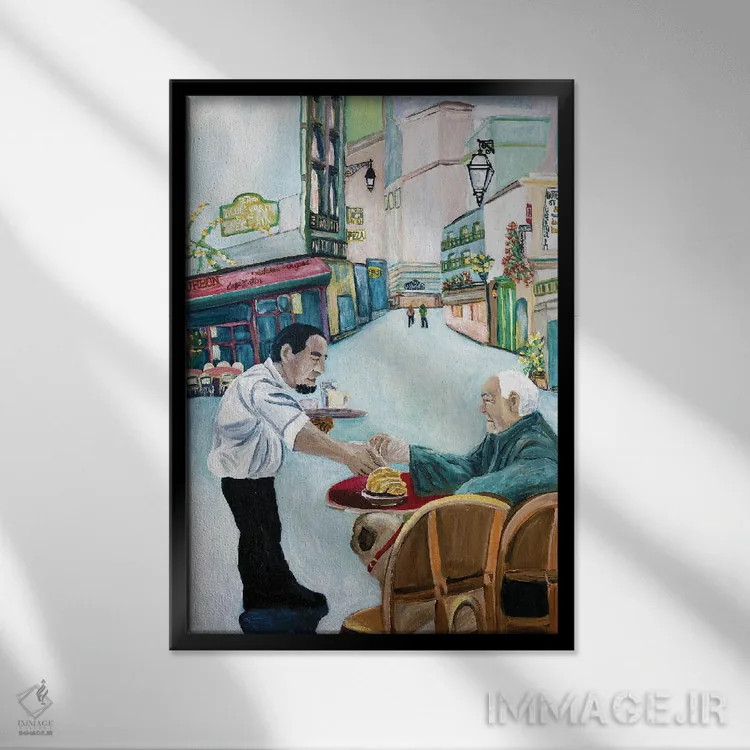 تابلو دکوراتیو کافه پاگ اثر دبورا ایو آلاسترا - نمای قابدار مشکی