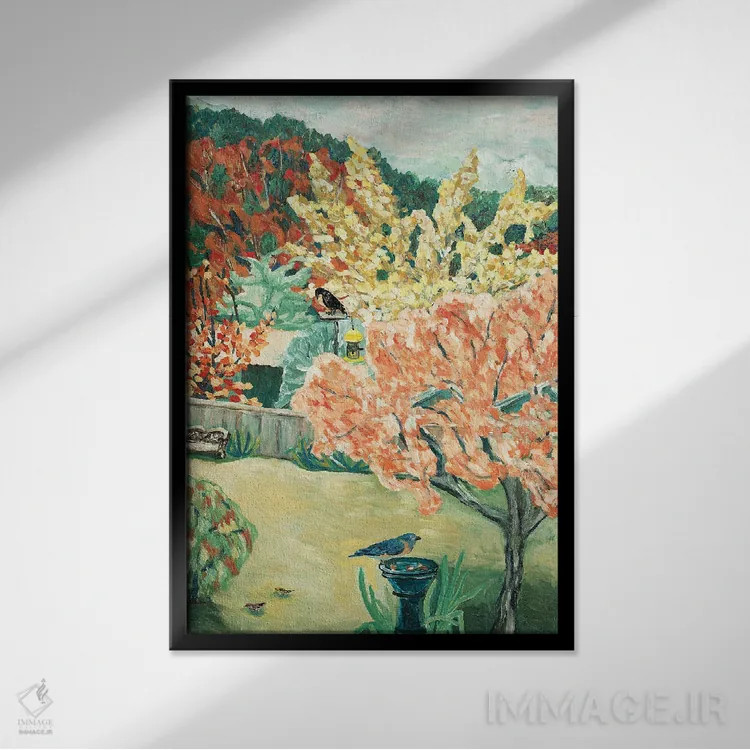 تابلو دکوراتیو پاییز حیاط پشتی اثر دبورا ایو آلاسترا - نمای قابدار مشکی