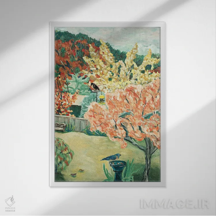 تابلو دکوراتیو پاییز حیاط پشتی اثر دبورا ایو آلاسترا - نمای قابدار سفید