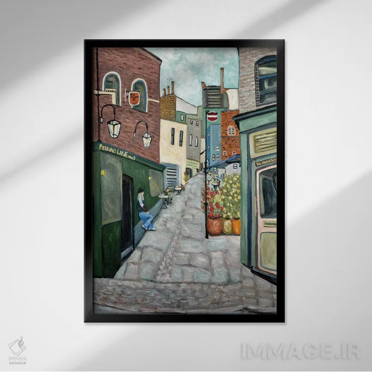 تابلو دکوراتیو روستای همپستد اثر دبورا ایو آلاسترا - نمای قابدار مشکی